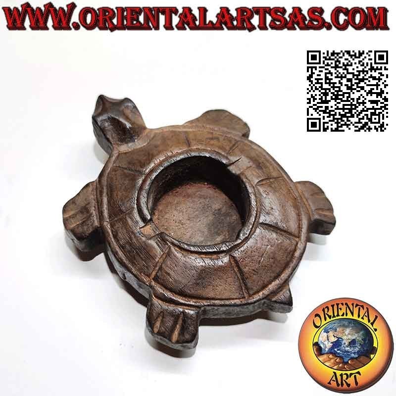 Cenicero de madera de teca con forma de tortuga (grande)
