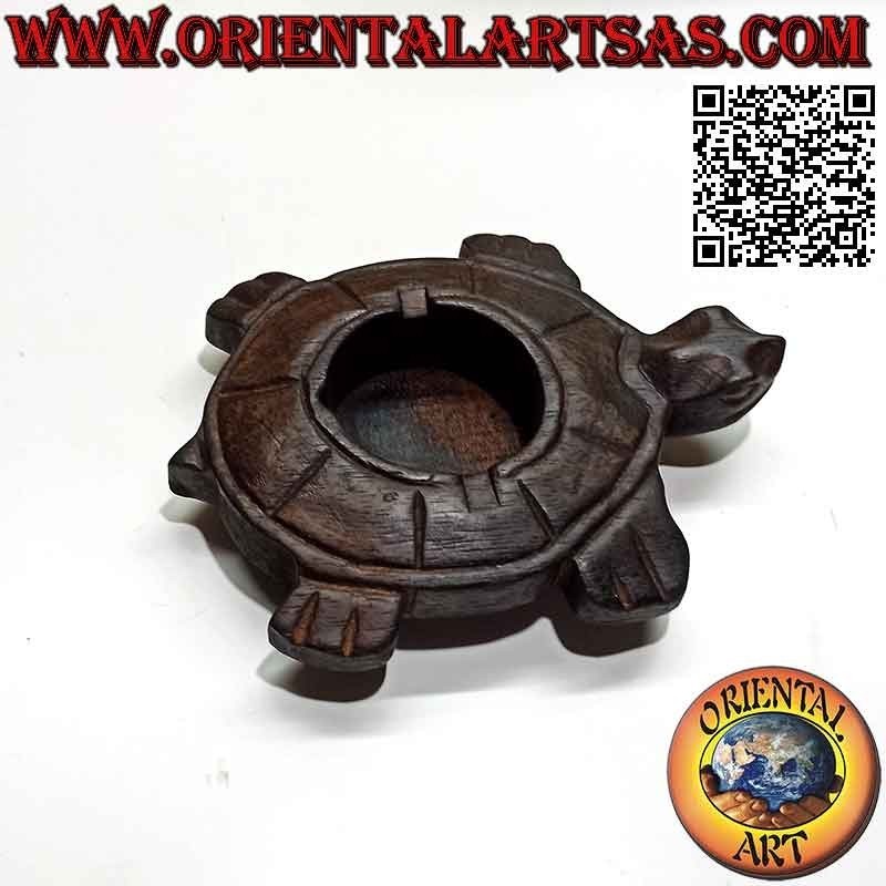 Teak wood turtle-shaped ashtray (large)
