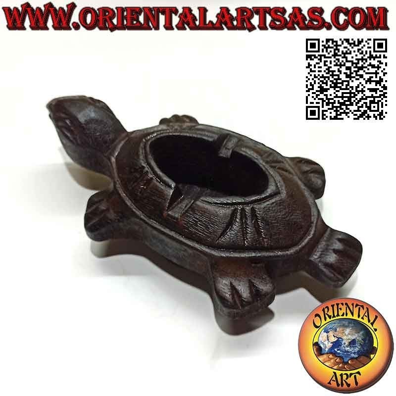 Cenicero de madera de teca con forma de tortuga (pequeño)