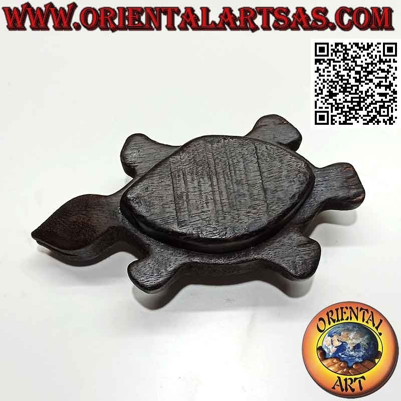 Cenicero de madera de teca con forma de tortuga (pequeño)
