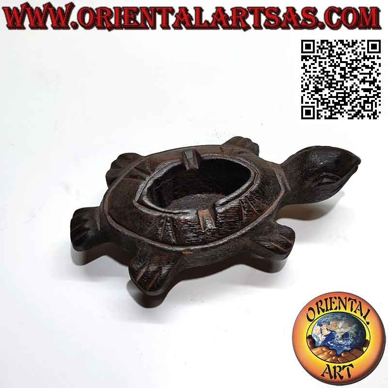 Teak wood turtle-shaped ashtray (small)