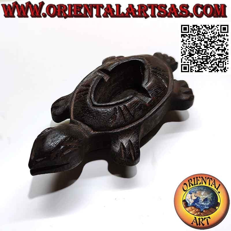 Teak wood turtle-shaped ashtray (small)