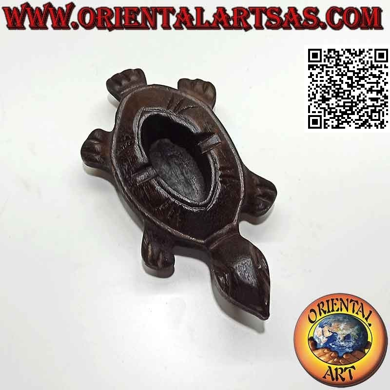 Cenicero de madera de teca con forma de tortuga (pequeño)