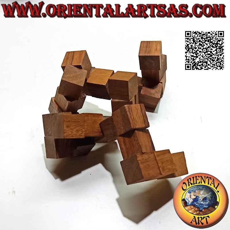 Juego de lógica (rompecabezas), serpiente "cubo mágico" en madera de suar (pequeña)