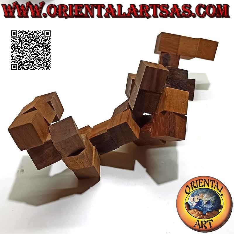 Jeu de logique (puzzle), serpent " cube magique " en bois de suar (petit)