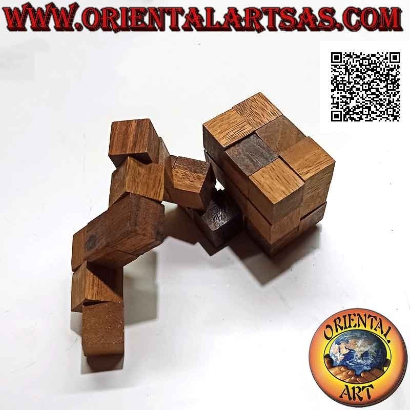 Gioco di logica (rompicapo), serpente "cubo magico" in legno di suar (piccolo)