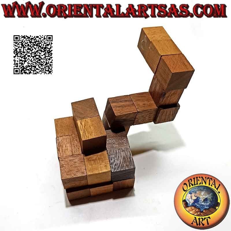 Logic game (puzzle), "magic cube" snake in suar wood (small)