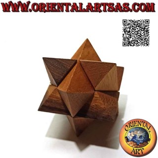 Juego de lógica (rompecabezas), estrella polar o estrella de Leonardo en madera de suar (entrelazados)