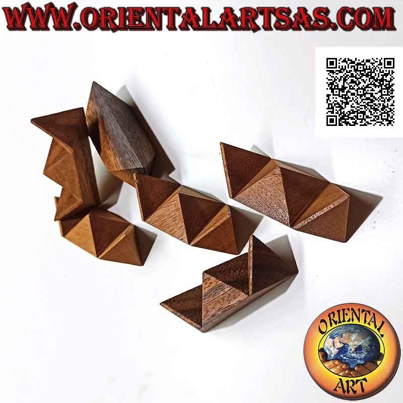 Jeu de logique (puzzle), étoile polaire ou étoile de Léonard en bois de suar (emboîtement)