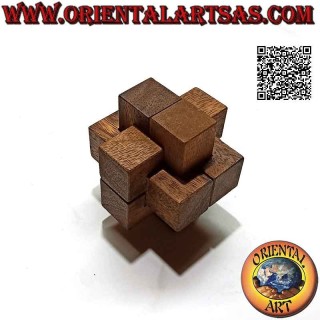 Jeu de logique (puzzle), "nœud du diable" (appelé aussi croix du diable) en bois de suar