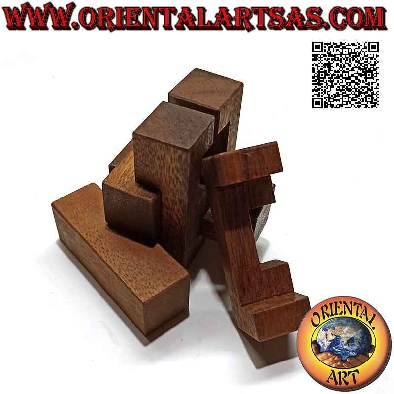 Logic game (puzzle), "devil's knot" (also called devil's cross) in suar wood