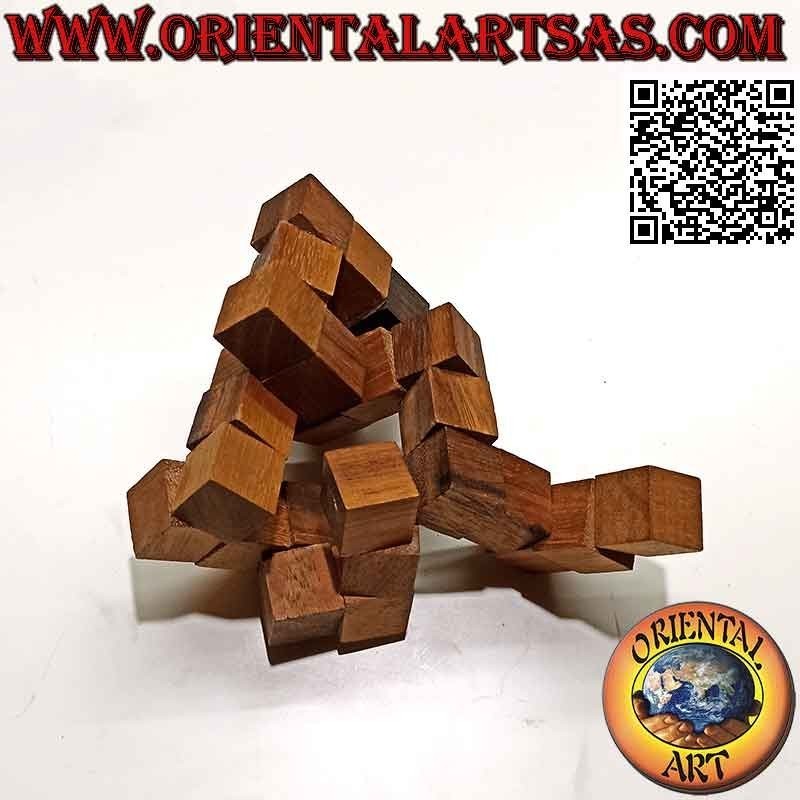 Gioco di logica (rompicapo), serpente "cubo magico" in legno di suar (grande)