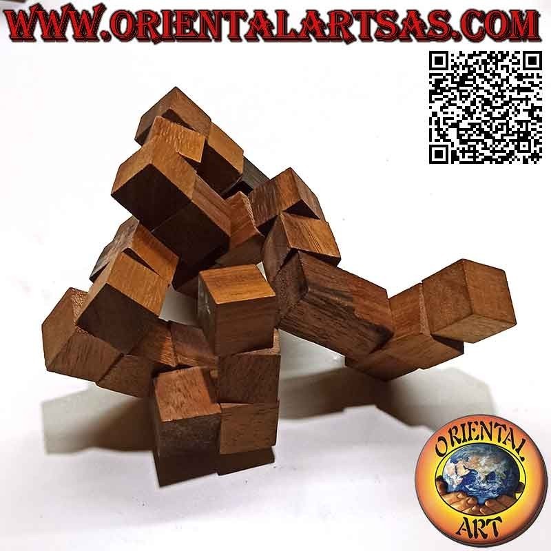 Juego de lógica (rompecabezas), serpiente "cubo mágico" en madera de suar (grande)