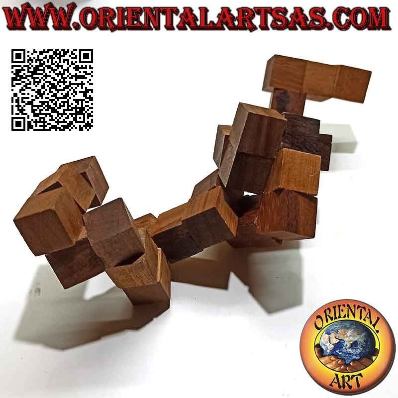 Jeu de logique (puzzle), serpent " cube magique " en bois de suar (grand)