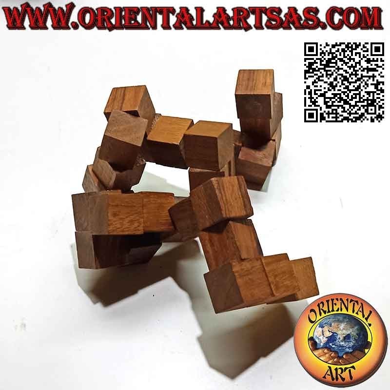 Gioco di logica (rompicapo), serpente "cubo magico" in legno di suar (grande)