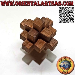 Jeu de logique (puzzle), "l'étoile filante" 9 pièces en bois de suar