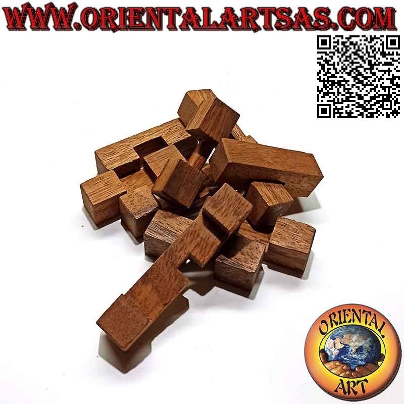 Logic game (puzzle), "the shooting star" 9 pcs in suar wood
