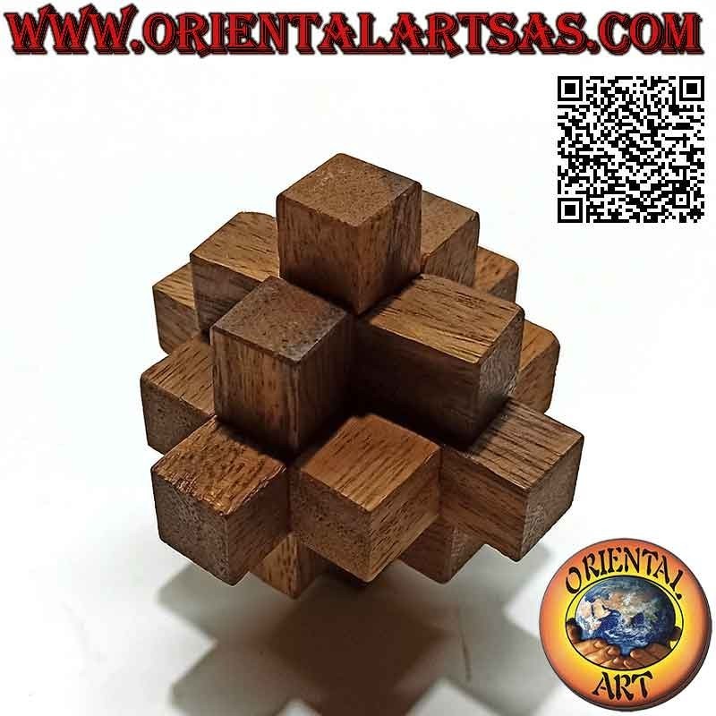 Gioco di logica (rompicapo), "la stella cadente" a 9 pz in legno di suar