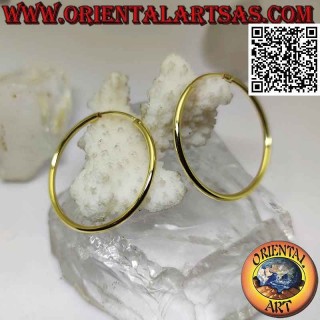 Boucles d'oreilles en argent cercle lisse plaqué or 35x2 mm.