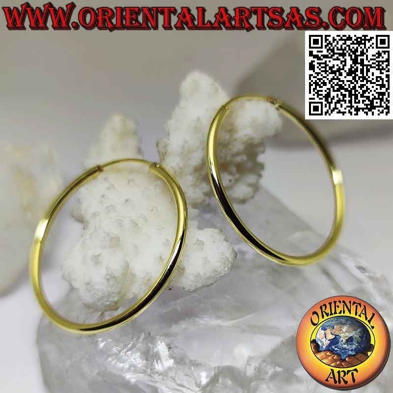 Orecchini in argento a cerchio lisci placcati in oro da 35x2 mm.
