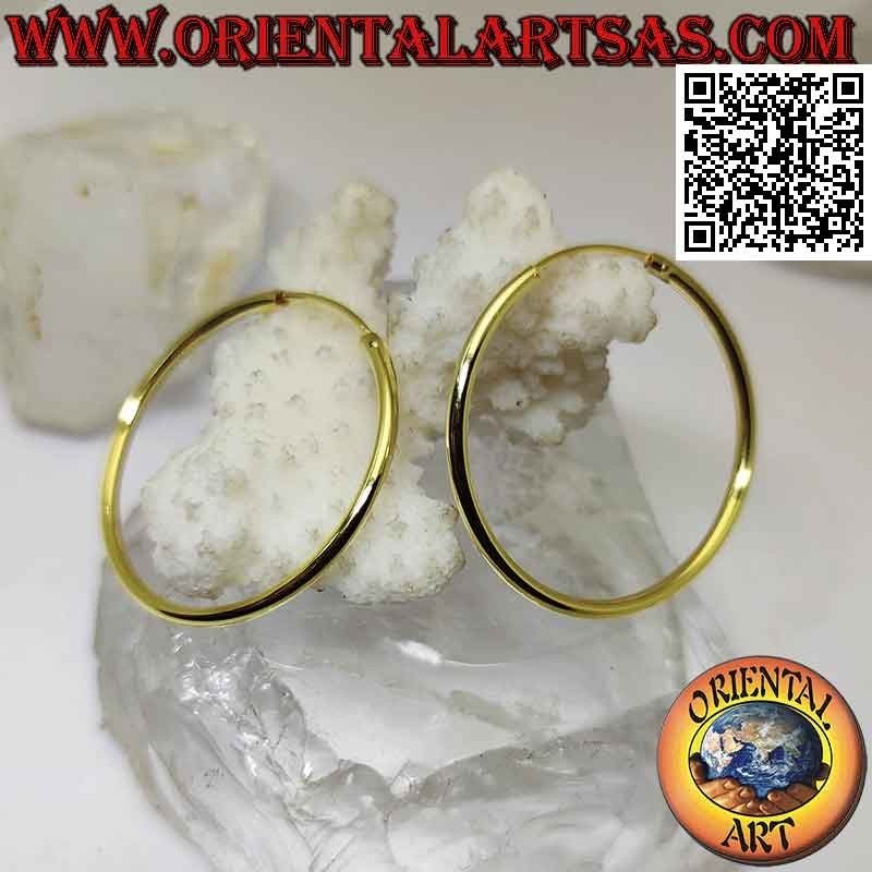 35x2mm vergoldete glatte Kreis Silberohrringe.