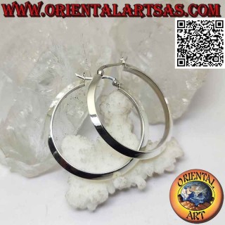 Silver earrings, smooth triangular section 40 mm circles (lever)