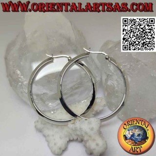 Boucles d'oreilles en argent, section triangulaire lisse cercles 45 mm (levier)