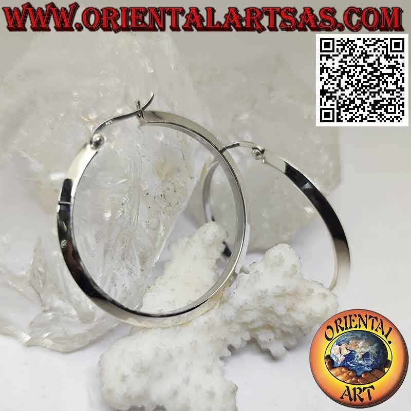 Orecchini in argento, cerchi lisci a sezione triangolare da 45 mm (leva)