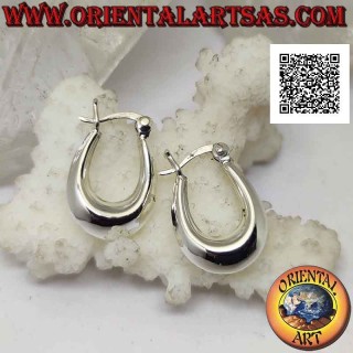 Pendientes de plata, 18 x 12 x 4,5 mm cuadrados círculos lisos en forma de media luna (palanca), estilo pirata