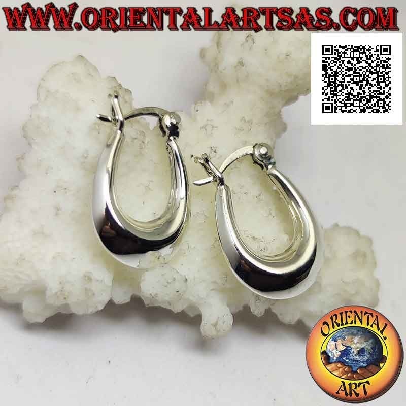Pendientes de plata, 18 x 12 x 4,5 mm cuadrados círculos lisos en forma de media luna (palanca), estilo pirata