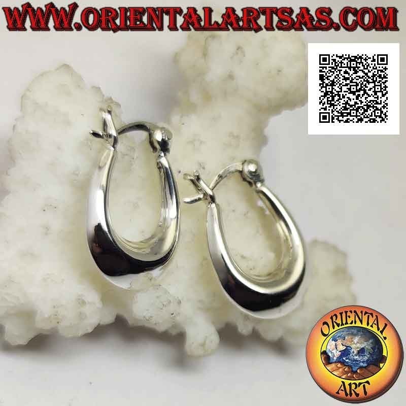 Silver earrings, 18 x 12 x 4.5 mm square crescent smooth circles (lever), pirate style