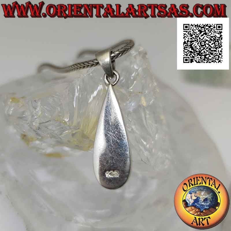 Pendant in silver, mother-of-pearl with an elongated drop with a smooth edge