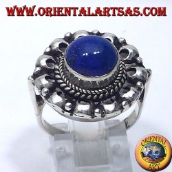 silver ring with lapis lazuli round