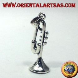 silver pendant, trumpet