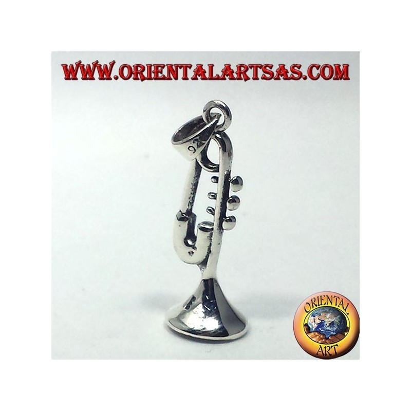 silver pendant, trumpet