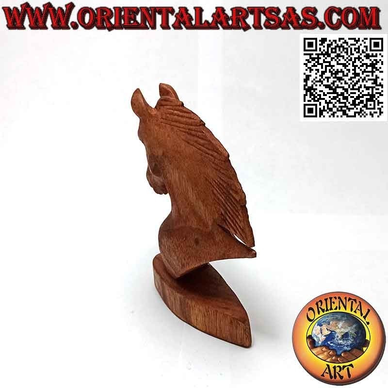 12 cm Pferdekopfskulptur aus amerikanischem Kiefernholz