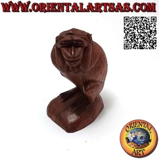 Skulptur eines der drei weisen Affen "I don't see" in 10 cm Suarholz