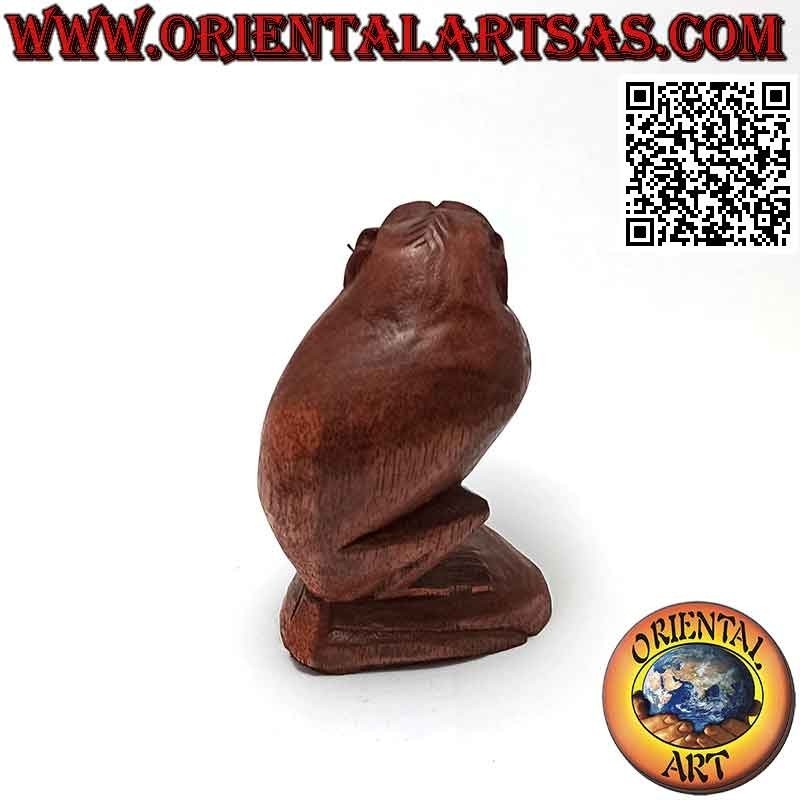 Scultura di una delle tre scimmie sagge "non vedo" in legno di suar da 10 cm
