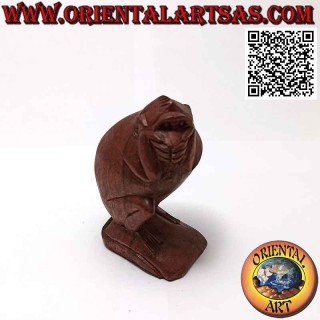 Scultura di una delle tre scimmie sagge "non parlo" in legno di suar da 10 cm
