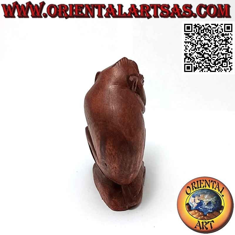 Scultura di una delle tre scimmie sagge "non parlo" in legno di suar da 10 cm