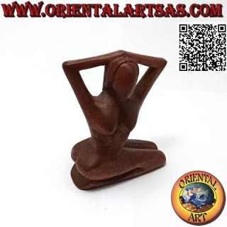 Abstract style "woman posing" sculpture in suar wood, 10 cm (C)