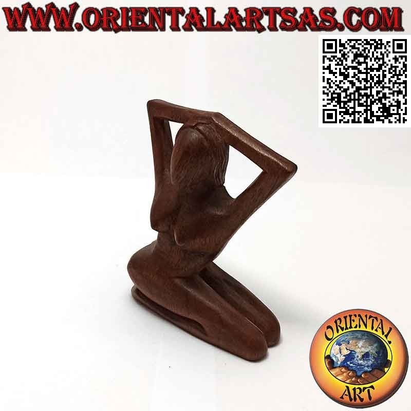 Abstract style "woman posing" sculpture in suar wood, 10 cm (C)