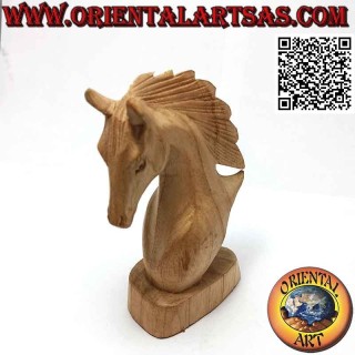 Horse head sculpture in American pine wood of 15 cm
