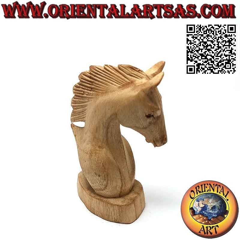Sculpture tête de cheval en bois de pin américain de 15 cm