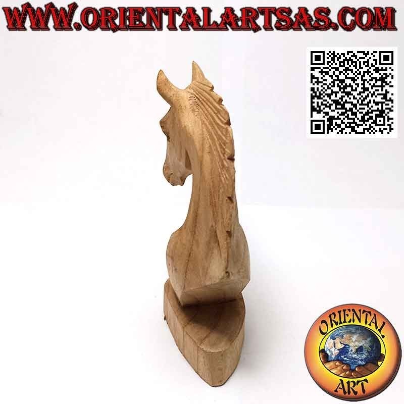 Scultura testa di cavallo in legno di pino americano da 15 cm