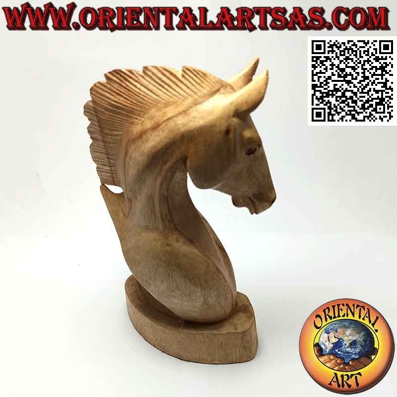 Scultura testa di cavallo in legno di pino americano da 25 cm