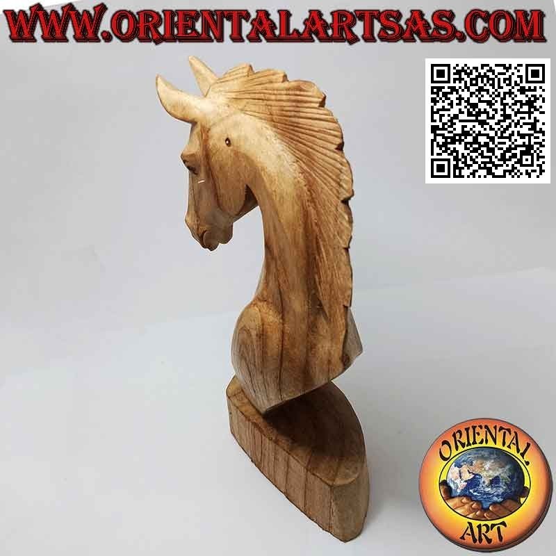 Scultura testa di cavallo in legno di pino americano da 25 cm