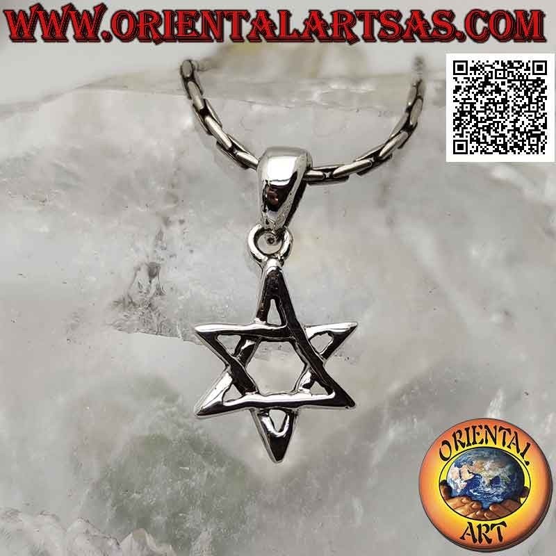 Pendentif en argent, étoile de David ou sceau de Salomon 12 mm (entrelacé), épais