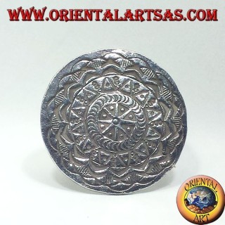 silver ring, Karen disc carved by hand