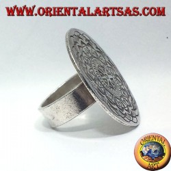 Bague en argent, disque Karen sculpté à la main